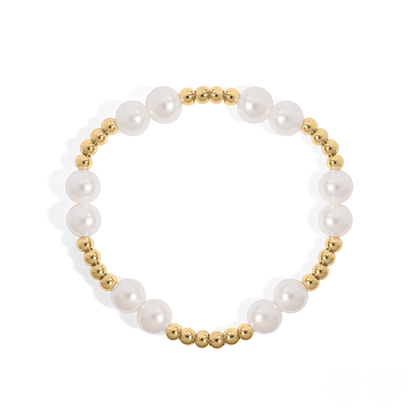HaloPearl™ Elegant Pearl & Metal Bead Bracelet – Minimalist Luxury Jewelry (Gold & Silver Options)