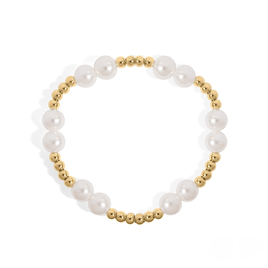 HaloPearl™ Elegant Pearl & Metal Bead Bracelet – Minimalist Luxury Jewelry (Gold & Silver Options)