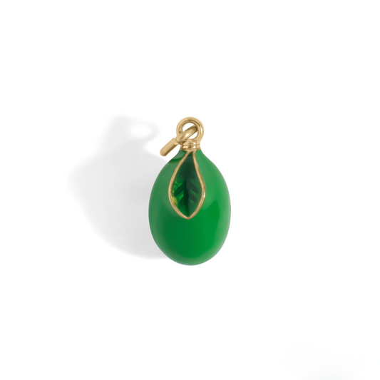 OliveGlow™ – Green Enamel Olive Pendant in Gold & Silver | Minimal Fruit Charm Necklace by Nemosn