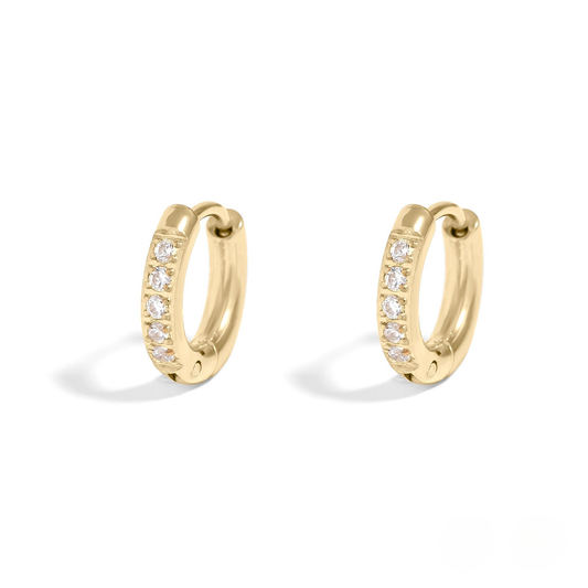 GlintHoop™ Classic Crystal Mini Hoops – 18K Gold & Silver Plated Elegant Everyday Earrings for Women | Nemosn™ Timeless Sparkle Collection