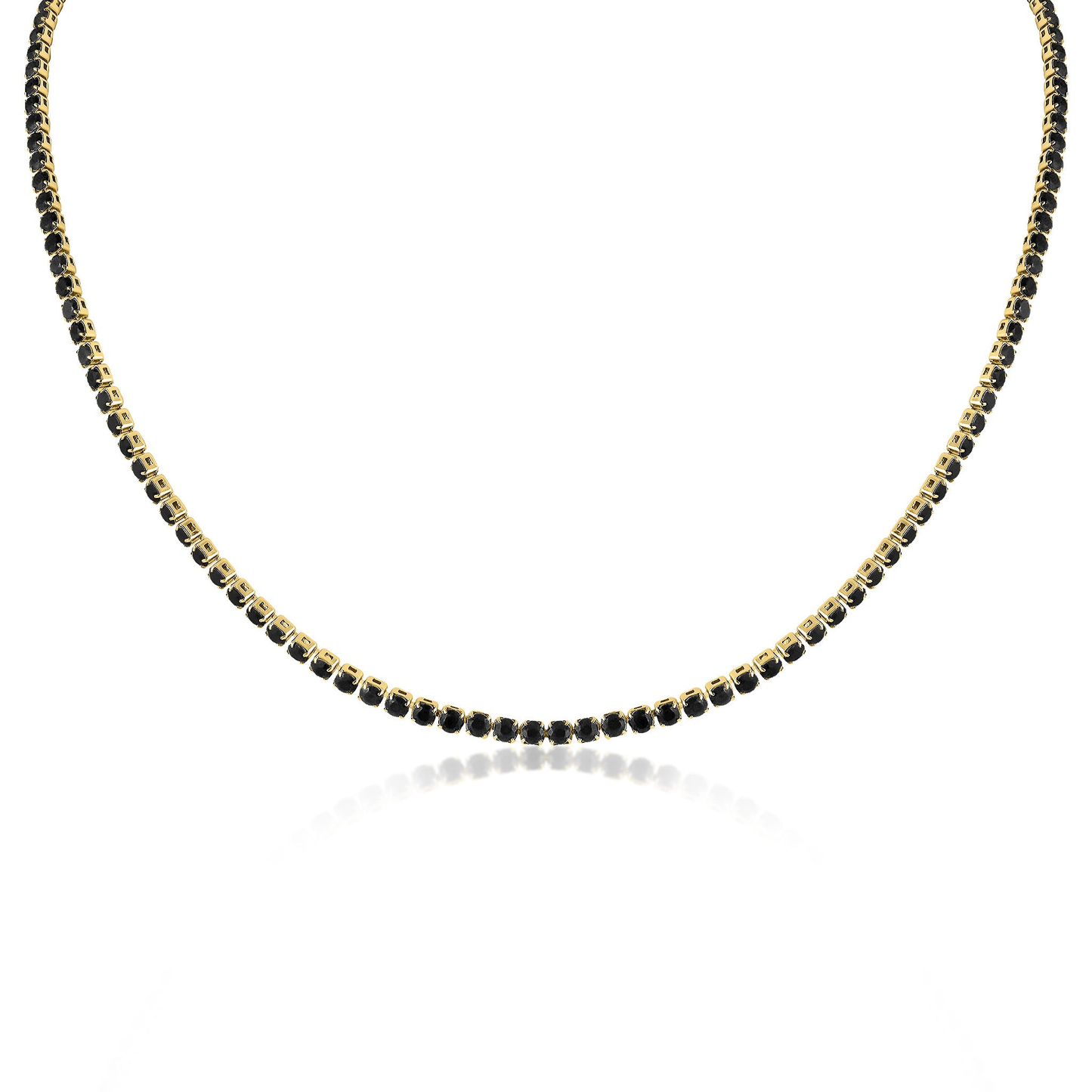NoirGleam™ Gold Black Crystal Tennis Necklace | Luxury Gold Necklace for Women & Men