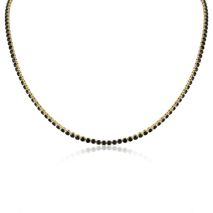 NoirGleam™ Gold Black Crystal Tennis Necklace | Luxury Gold Necklace for Women & Men