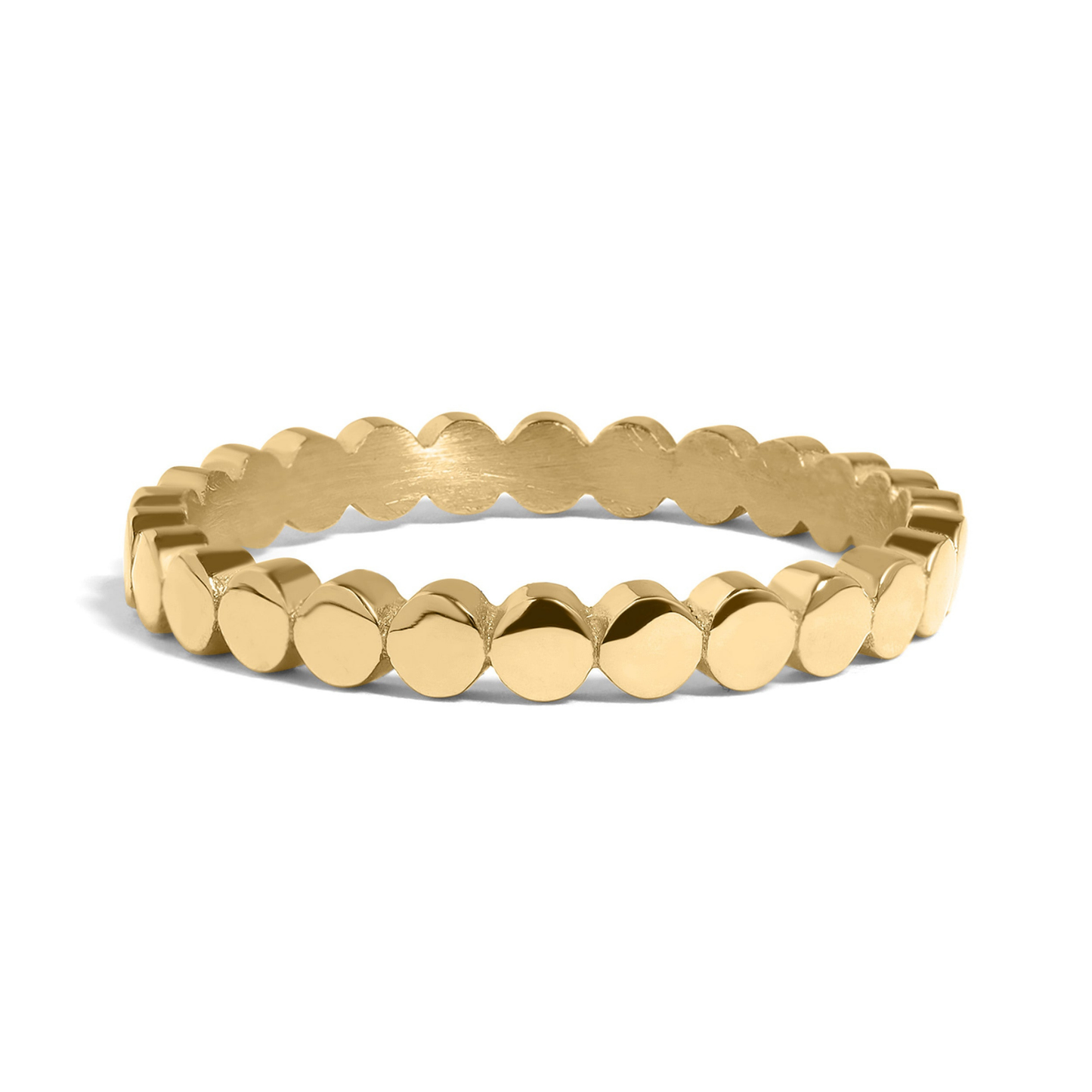 LunaDot™ – Minimal Beaded Stackable Ring in Silver & Gold | Polished Everyday Band by Nemosn