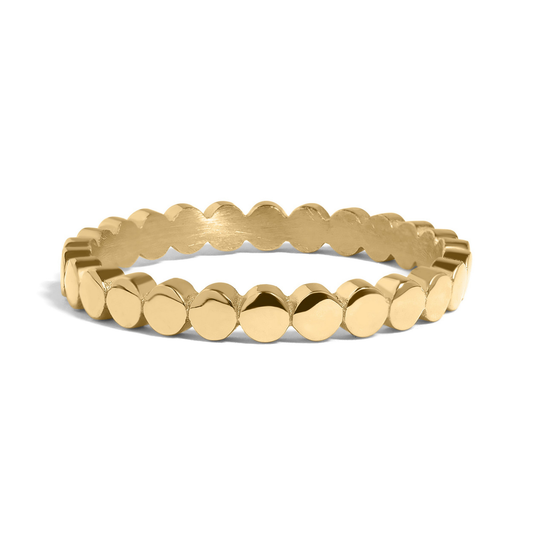 LunaDot™ – Minimal Beaded Stackable Ring in Silver & Gold | Polished Everyday Band by Nemosn