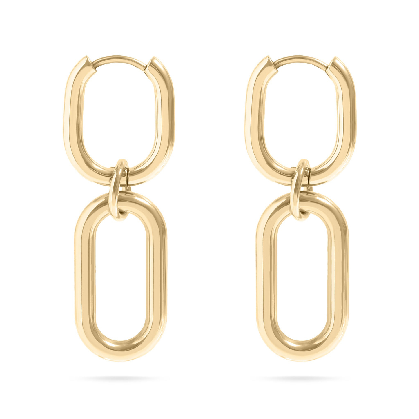 Linkora™ Bold Double-Link Drop Earrings – 18K Gold, Silver & Dual-Tone Statement Hoops