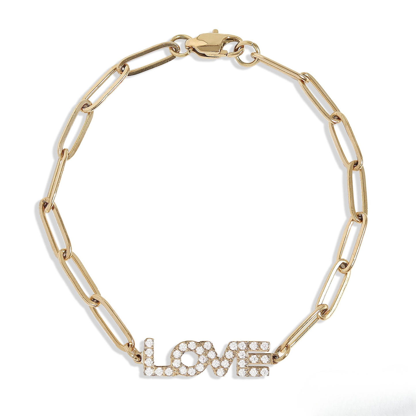 LumaLink™ 18K Gold & Silver “LOVE” Paperclip Chain Bracelet – Adjustable Minimalist Jewelry for Women
