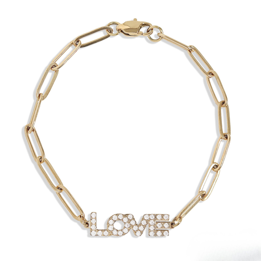 LumaLink™ 18K Gold & Silver “LOVE” Paperclip Chain Bracelet – Adjustable Minimalist Jewelry for Women