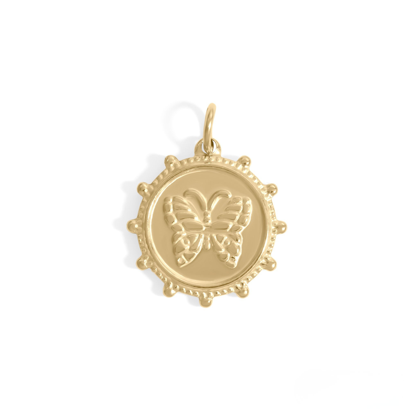 LunaWing™ – Embossed Butterfly Medallion Charm Pendant in Gold & Silver