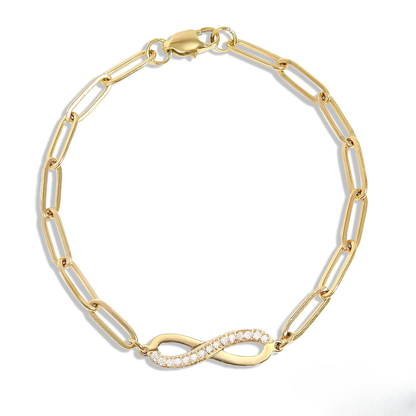 InfinityGleam™ 18K Gold & Silver Infinity Paperclip Chain Bracelet – Dainty Adjustable Symbol of Forever Love Jewelry for Women