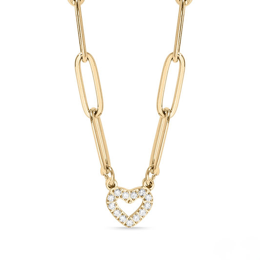 HeartLink™ Crystal Heart Paperclip Chain Necklace | Modern Dainty Love Pendant in Gold & Silver