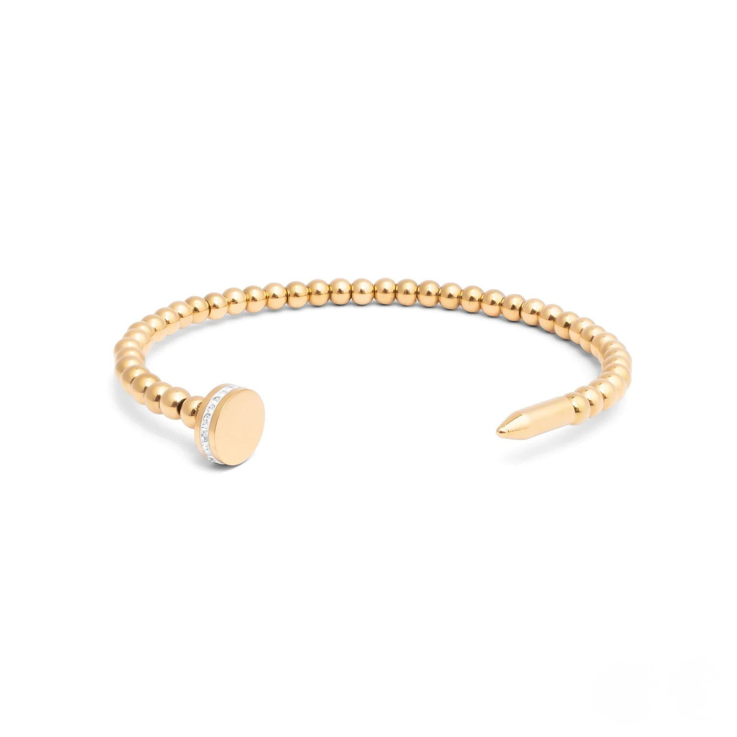 NEMOSN™ 18K Gold PVD Nail Head Beaded Cuff Bracelet – 316L Stainless Steel Open Bangle