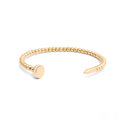 NEMOSN™ 18K Gold PVD Nail Head Beaded Cuff Bracelet – 316L Stainless Steel Open Bangle