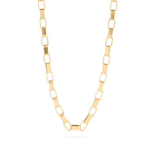 BoldLink™ Geometric Square Link Necklace | Modern Statement Chain in Gold & Silver | Layering Jewelry