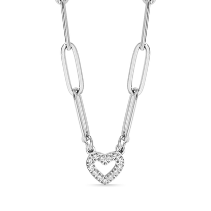 HeartLink™ Crystal Heart Paperclip Chain Necklace | Modern Dainty Love Pendant in Gold & Silver