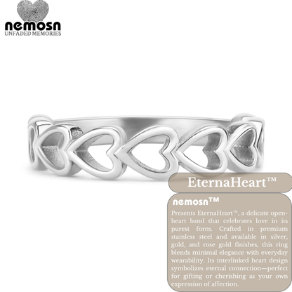 EternaHeart™ – Open Heart Stackable Ring in Silver, Gold & Rose Gold | Timeless Love Band by Nemosn