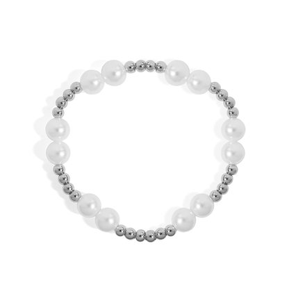 HaloPearl™ Elegant Pearl & Metal Bead Bracelet – Minimalist Luxury Jewelry (Gold & Silver Options)