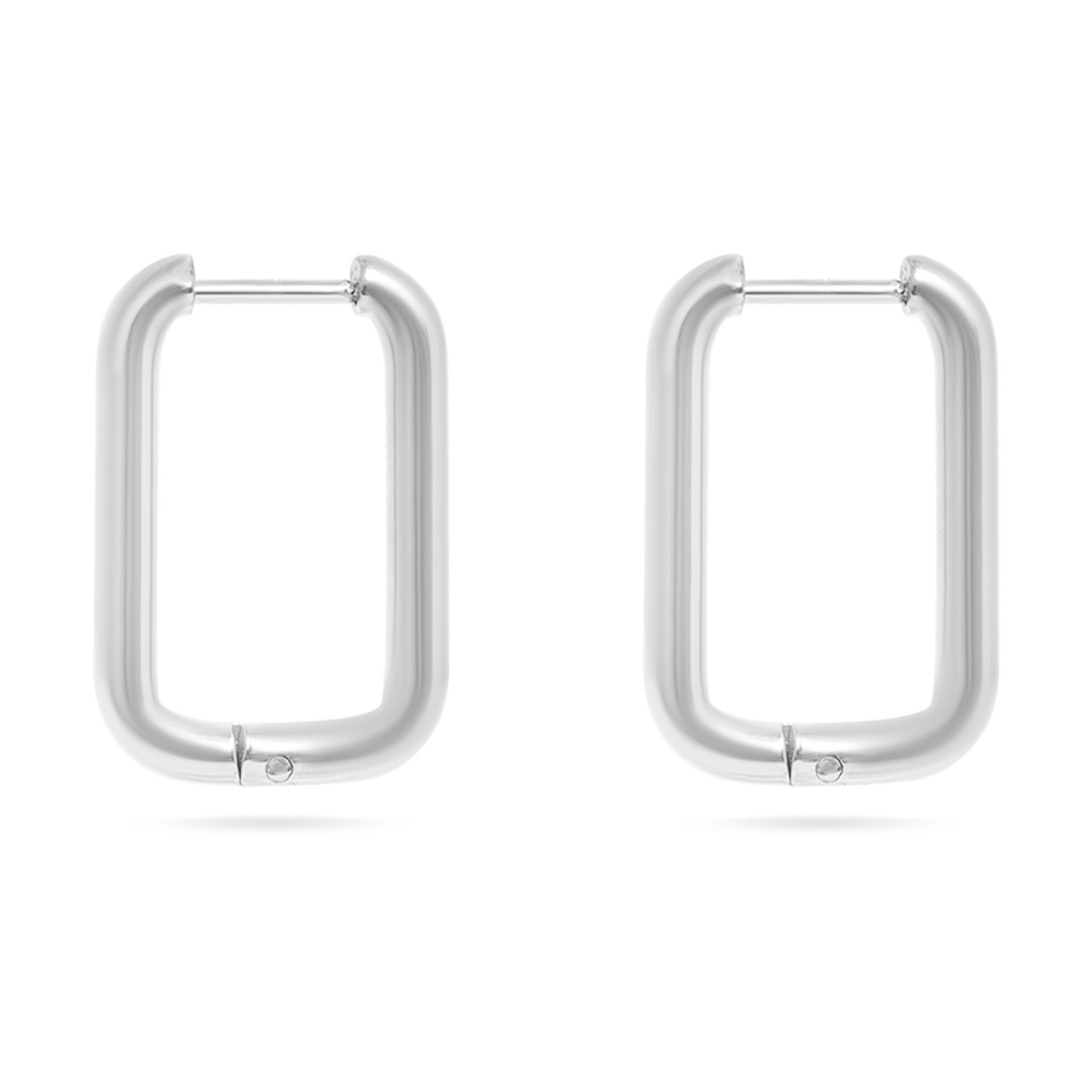 FormaLoop™ Rounded Rectangle Huggie Earrings – 18K Gold PVD Stainless Steel, Waterproof, Tarnish-Resistant, Hypoallergenic
