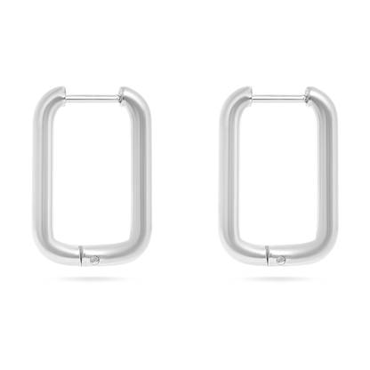 FormaLoop™ Rounded Rectangle Huggie Earrings – 18K Gold PVD Stainless Steel, Waterproof, Tarnish-Resistant, Hypoallergenic