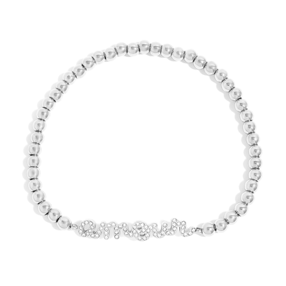 AmourGleam™ 18K Gold & Silver Beaded “Amour” Bracelet – Stretch Fit Minimalist Love Jewelry for Women