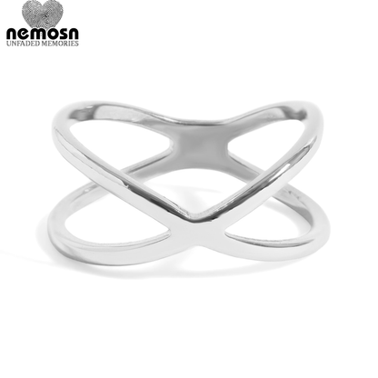 CrossLume™ — Modern Crossover Ring in Polished Gold & Silver