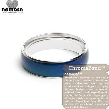 ChromaBand™ Silver Mood Ring – Color Changing Stainless Steel Emotion Ring