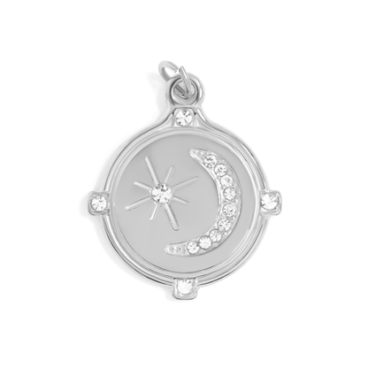 LunaGleam™ – Moon & Star Crystal Pendant in 18K Gold & Silver Finish