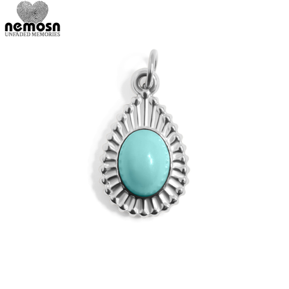 TearLuxe™ – Teardrop Turquoise Pendant in 18K Gold & Silver Finish