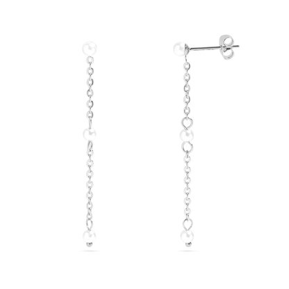 LumaPearl™ Elegant Drop Chain Earrings – 18K Gold & Silver Plated Dangle with Mini Pearls | Nemosn Jewelry