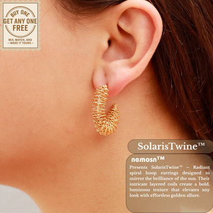 SolarisTwine™ Radiant Coil Hoop Earrings – Bold Spiral Statement in 18K Gold Finish