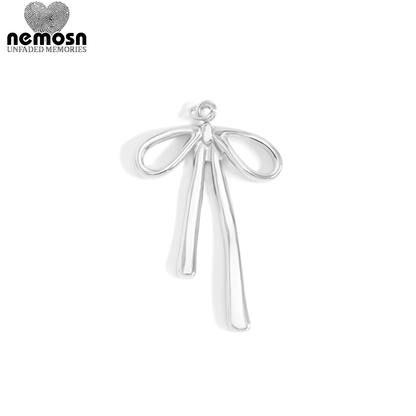 RibbonLuxe™ Bow Pendant in 18K Gold or Silver Finish – Elegant Minimalist Charm for Necklace or Bracelet