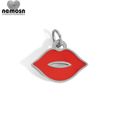 LushKiss™ – Red Enamel Lips Charm Pendant in Gold & Silver