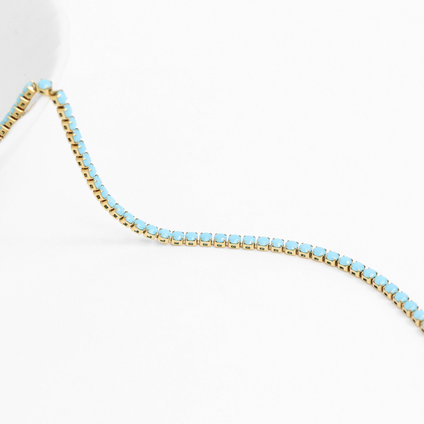 AquaLuxe™ Gold Turquoise Crystal Tennis Necklace | Elegant Gold Necklace for Women