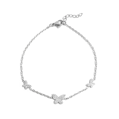 FlutterGleam™ Triple Butterfly Chain Bracelet – Adjustable Gold & Silver Dainty Bracelet | Feminine Everyday Jewelry Gift for Her