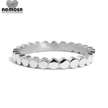 LunaDot™ – Minimal Beaded Stackable Ring in Silver & Gold | Polished Everyday Band by Nemosn
