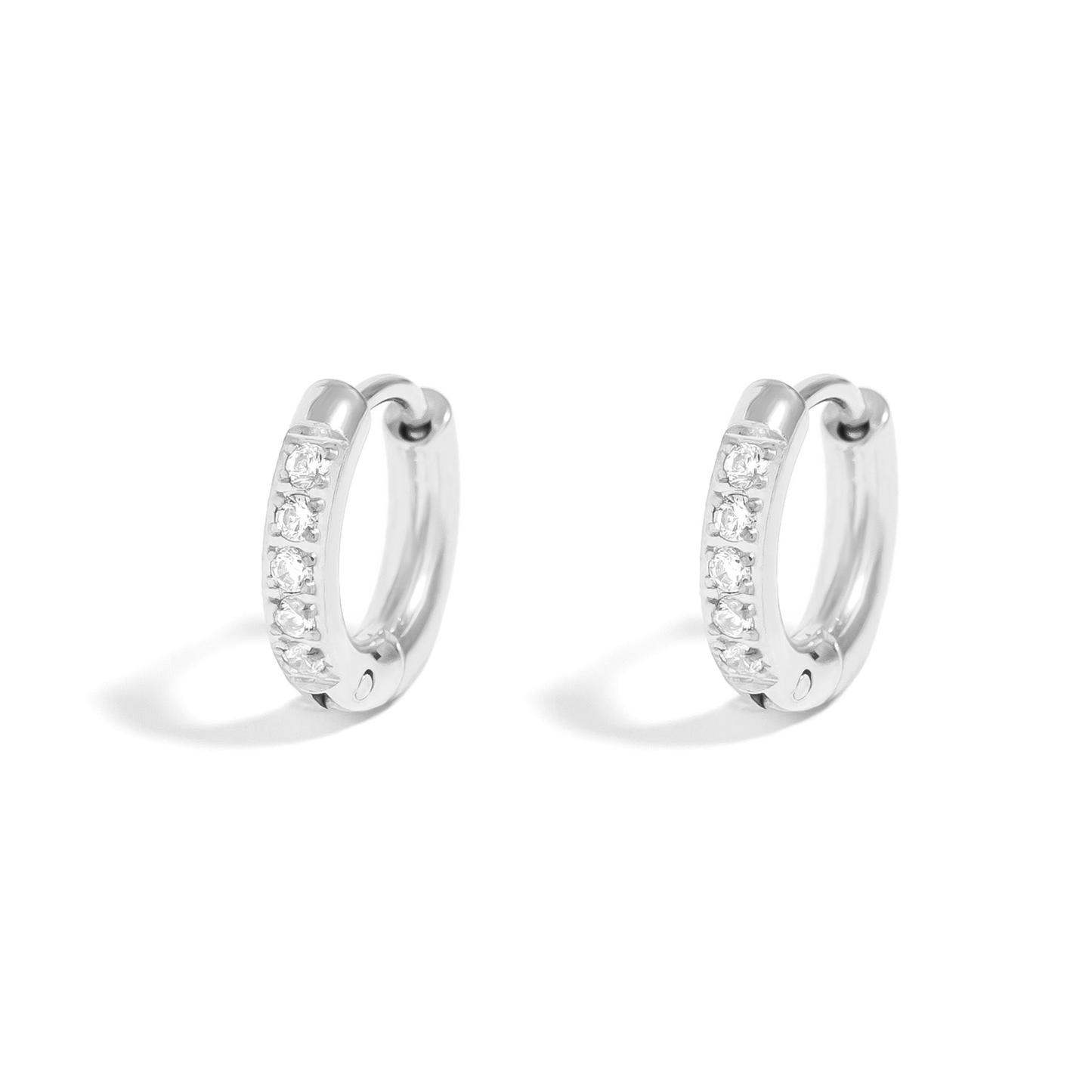 GlintHoop™ Classic Crystal Mini Hoops – 18K Gold & Silver Plated Elegant Everyday Earrings for Women | Nemosn™ Timeless Sparkle Collection