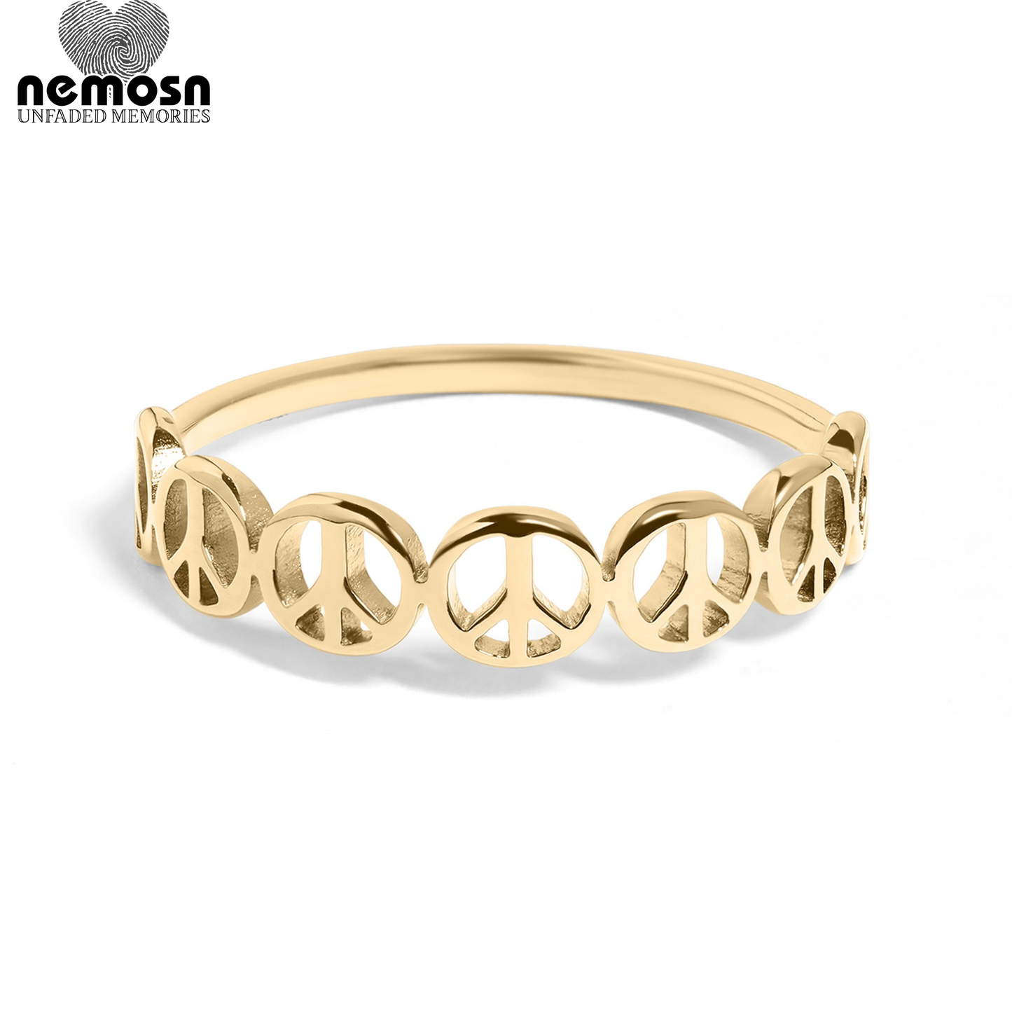PeaceLoom™ – Peace Symbol Band Ring in Silver, Gold & Rose Gold | Minimal Statement Ring by Nemosn
