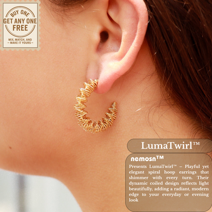 LumaTwirl™ Radiant Coil Hoop Earrings – Modern Spiral Design in 18K Gold Finish