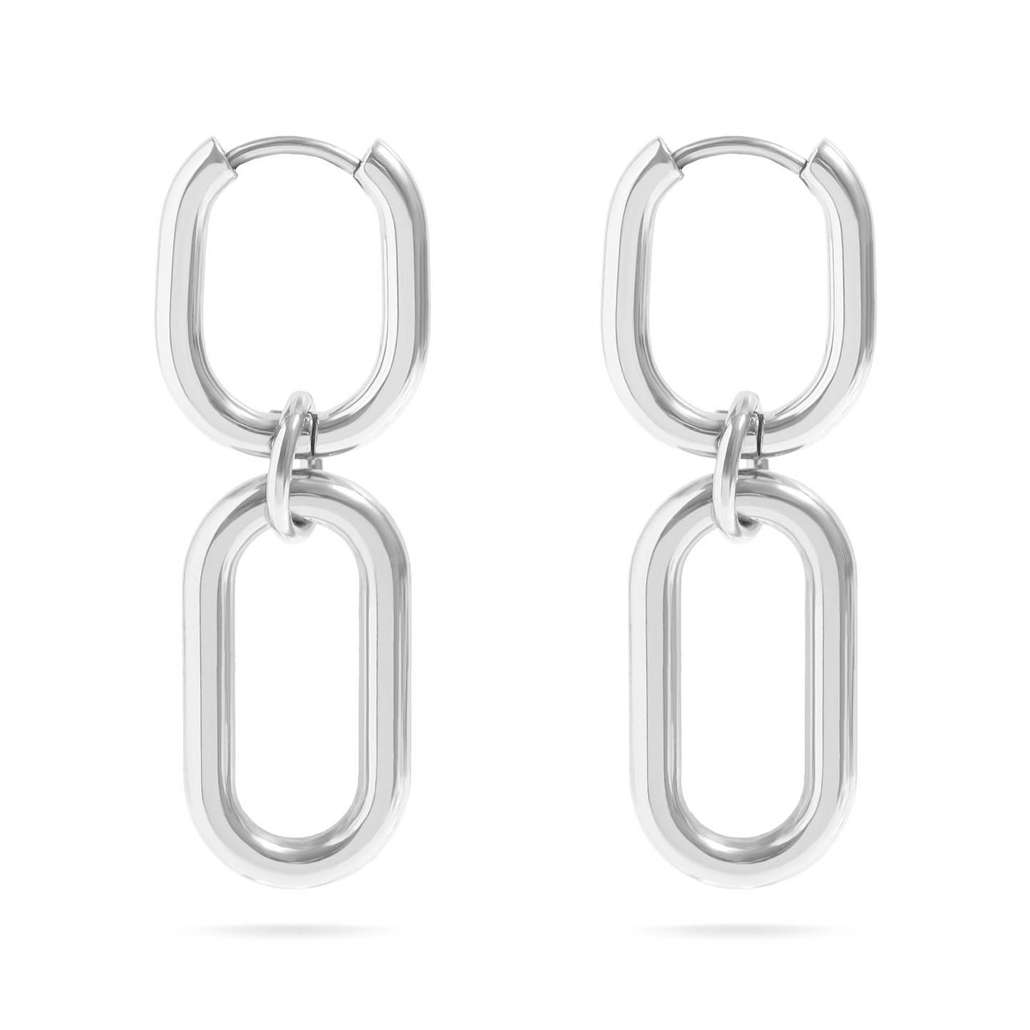 Linkora™ Bold Double-Link Drop Earrings – 18K Gold, Silver & Dual-Tone Statement Hoops