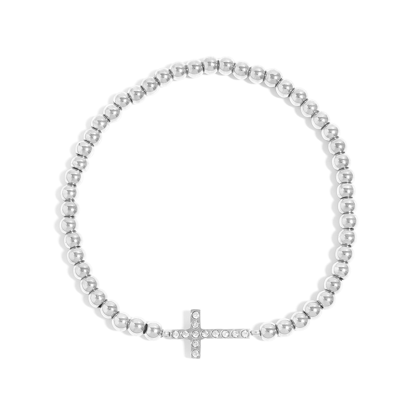 FaithLink™ Cross Beaded Bracelet – Gold & Silver Christian Bracelet | Everyday Wear Faith Jewelry Gift for Her