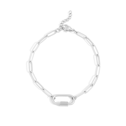 LinkAura™ Paperclip Chain Bracelet with Lock Charm – Adjustable Gold & Silver Bracelet | Minimalist Everyday Jewelry Gift for Her