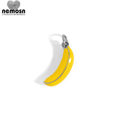 SunnyBend™ – Yellow Enamel Banana Pendant in Gold & Silver | Fun Fruit Charm Necklace by Nemosn