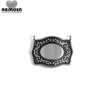 HeritageFrame™ – Ornate Vintage Nameplate Charm in Gold & Silver
