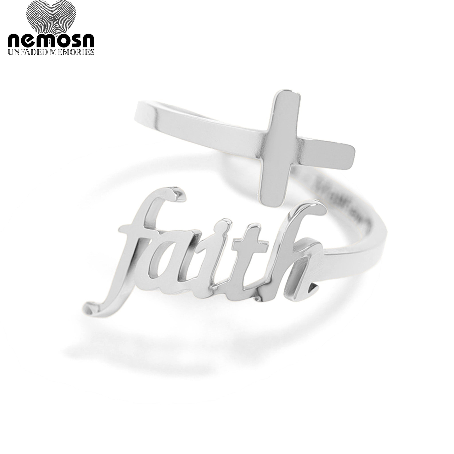 FaithBond™ — Inspirational Cross & Faith Ring in Polished Gold & Silver
