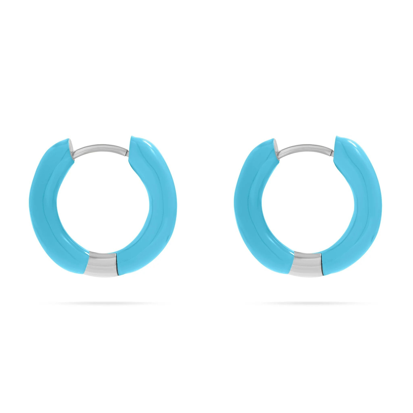 AquaLoop™ Vibrant Enamel Hoop Earrings – Ocean Blue 18K Gold & Silver Plated Hoops | Nemosn™ Coastal Chic Collection