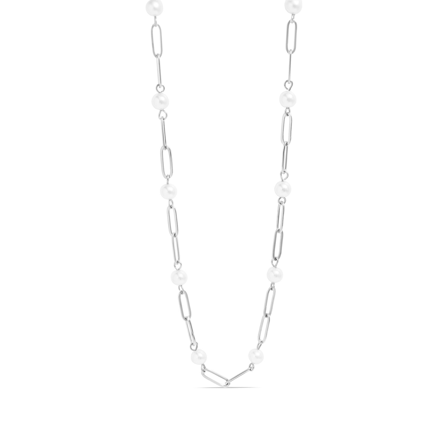 PearlLink™ Modern Paperclip & Pearl Chain Necklace – Minimal Elegant Statement (Gold & Silver Options)