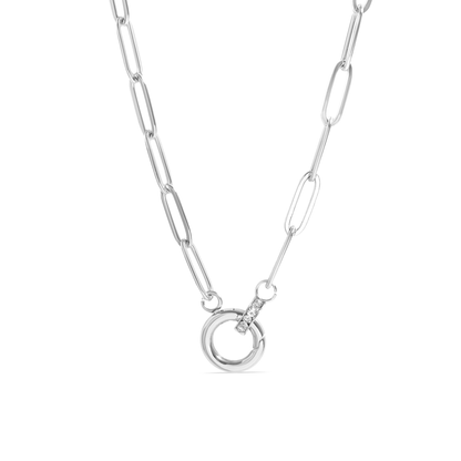 HaloLink™ Modern Paperclip Chain Necklace with Statement Ring – Minimal Bold Style (Gold & Silver Options)