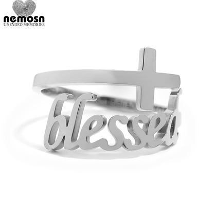 FaithLume™ — Blessed Cross Ring in Polished Gold & Silver