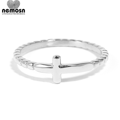 FaithLuxe™ – Cross Band Ring in Gold, Silver & Rose Gold | Minimal Spiritual Ring by Nemosn