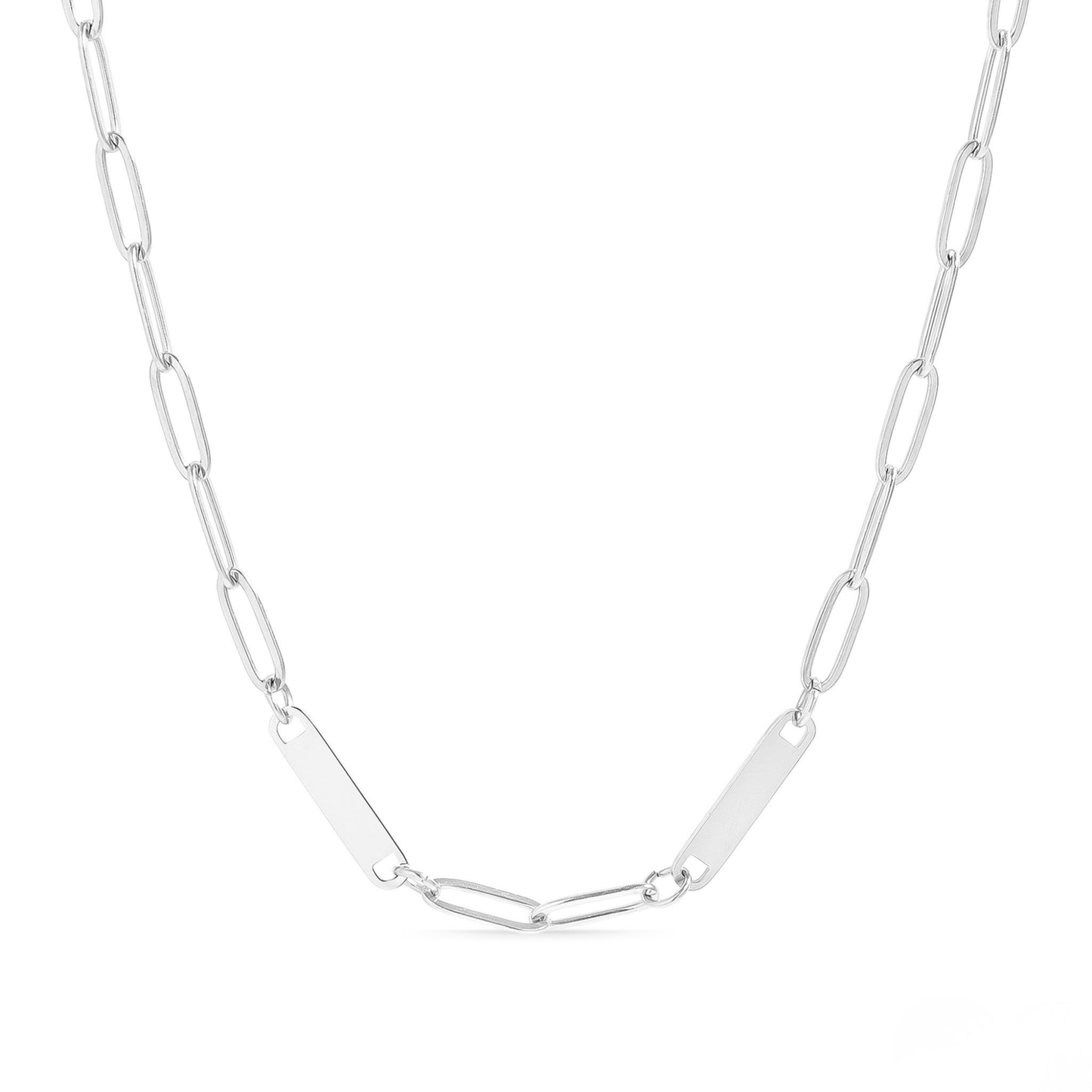 ChainLuxe™ Engravable Bar Necklace – Personalized Name or Date Necklace for Women | Gold & Silver Paperclip Chain | NEMOSN