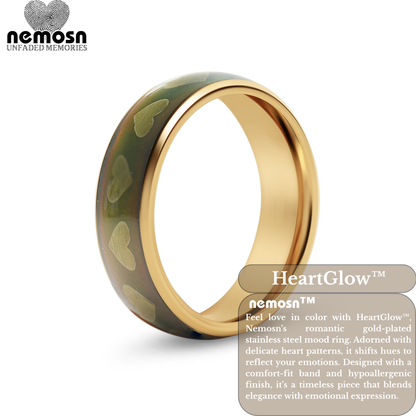 HeartGlow™ – Gold Mood Ring | Color Changing Stainless Steel Love Ring